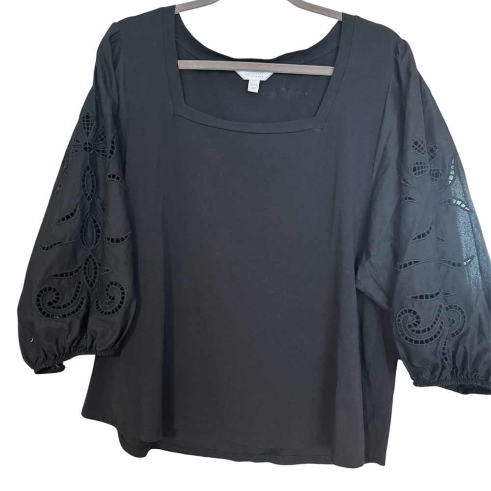 Lauren Conrad Black Women's Top with Cut Out Sleeve Detail